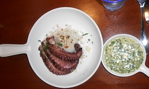 Pulpos, octopus with a side of creamed spinach, $230.